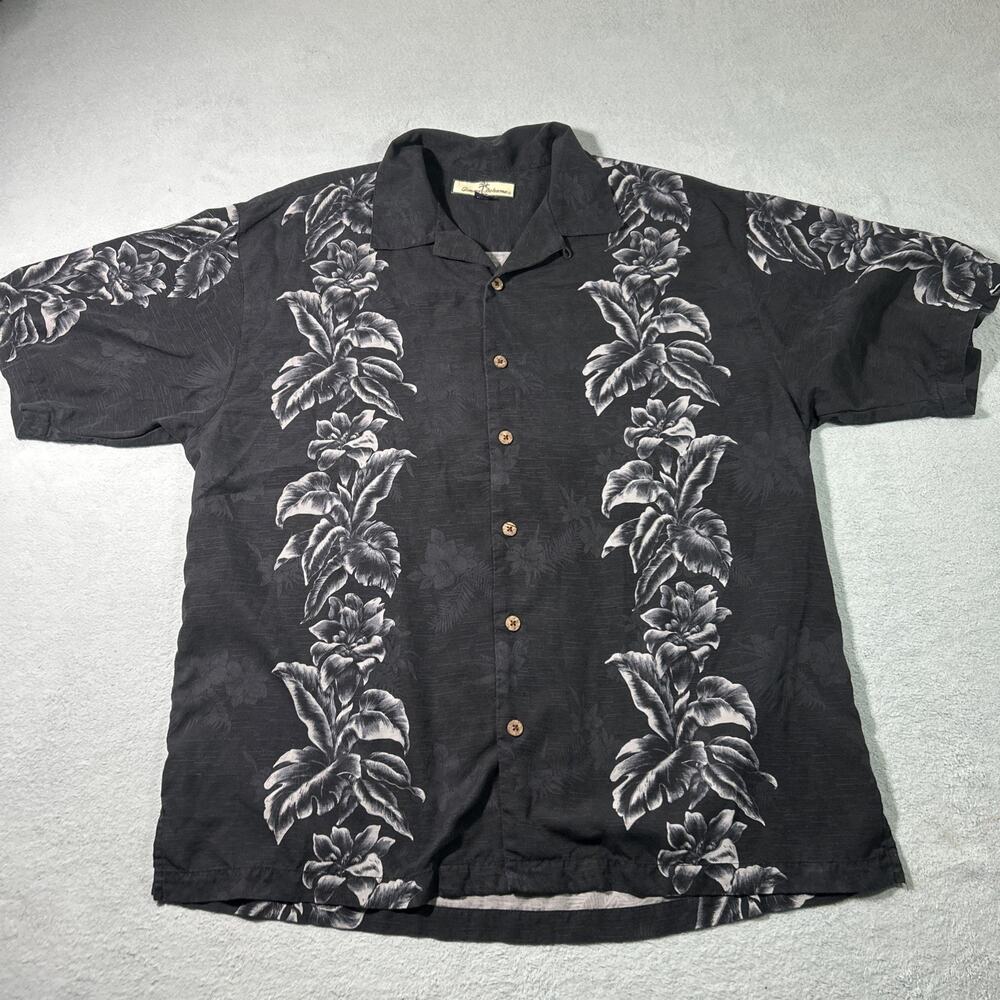 Tommy Bahama 70s Hawaiian Loop Collar Silk Button Shirt Large Floral Tropicana